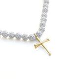 Green Monster Iced Out Baseball Bead Necklace | Green & White
