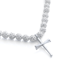 Triple Play Iced Out Baseball Bead Necklace | Orange, White, & Blue