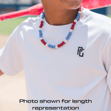 Green Monster Iced Out Baseball Bead Necklace | Green & White