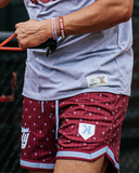 Mesh Pinstripe Shorts - Maroon/Sky Blue