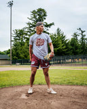YOUTH Mesh Pinstripe Shorts - Maroon/Sky Blue